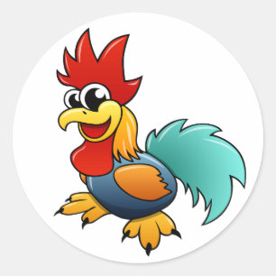 Cartoon Rooster Classic Round Sticker