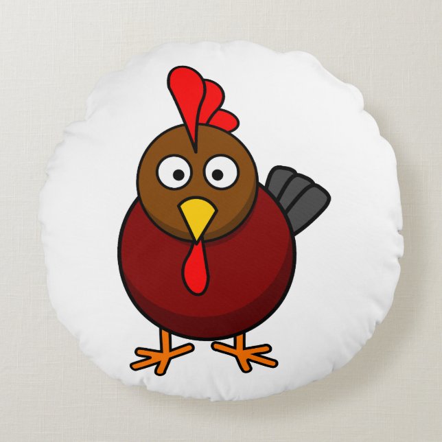 Cartoon Rooster Round Cushion (Front)