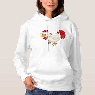 Cartoon Rooster White Chicken Hoodie
