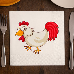 Cartoon Rooster White Chicken Napkin