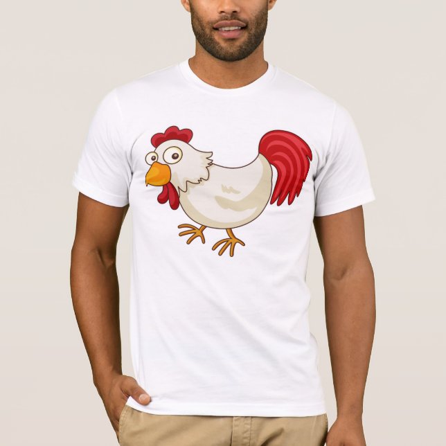 Cartoon Rooster White Chicken T-Shirt (Front)