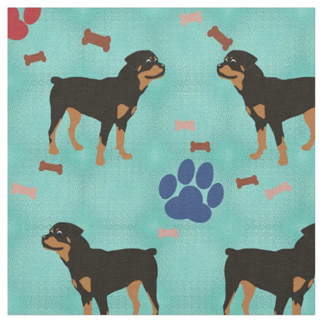 Cartoon Rottweiler Fabric (Close Up)