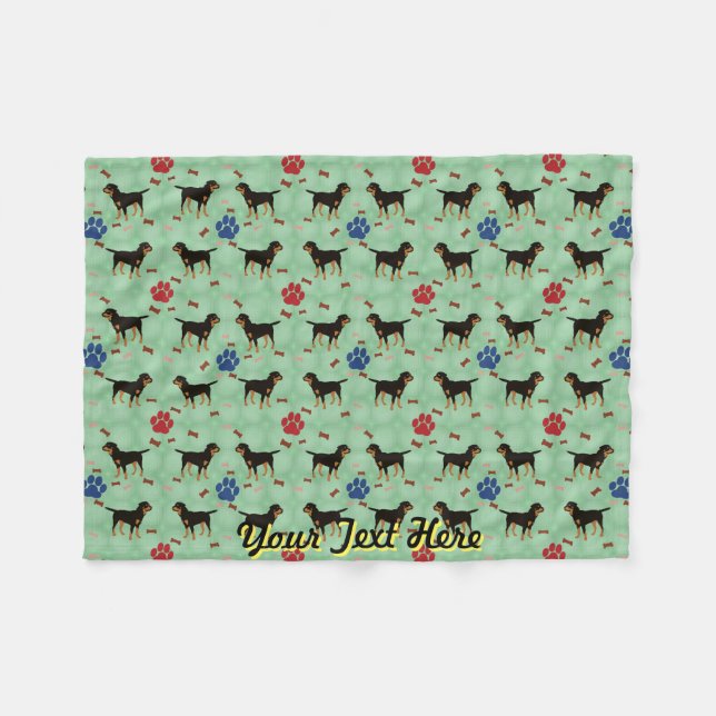 Cartoon Rottweiler Fleece Blanket (Front (Horizontal))