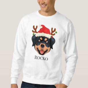 Cartoon Rottweiler Santa hat custom Sweatshirt