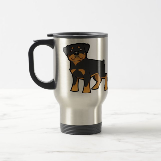Cartoon Rottweiler Travel Mug (Left)