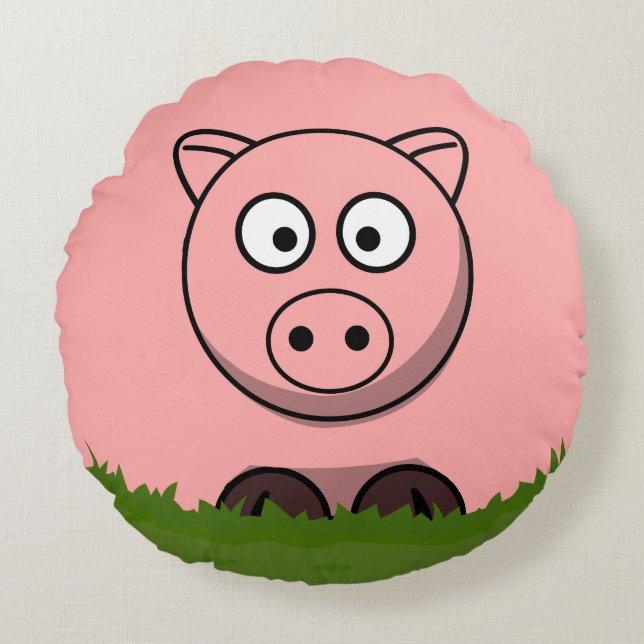 Cartoon Round Bubble Pig  Cushion (Front)