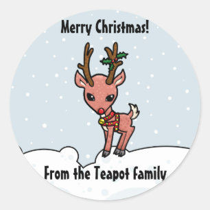 Cartoon Rudolf customise Christmas sticker