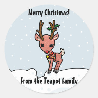 Cartoon Rudolf customize Christmas sticker