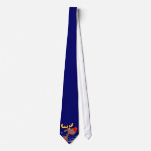 Cartoon Rudolf on Blue Christmas Tie