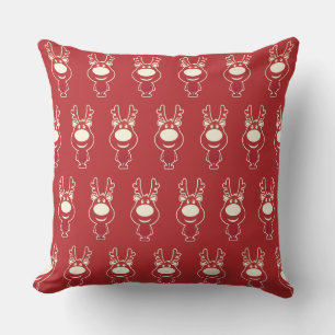 Cartoon Rudolph Red Pattern Cushion