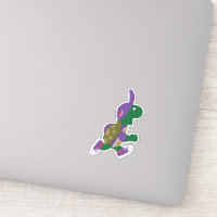 Cartoon Running Turtle Wearing a Purple Hat