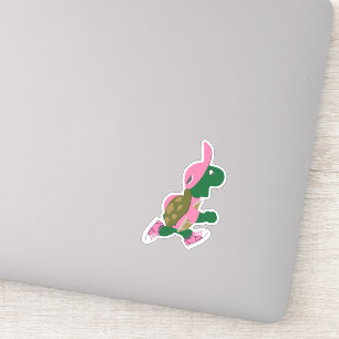 Cartoon Running Turtle Wearing Pink Hat