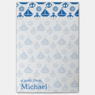 Cartoon Sail Boat Pattern Add Your Name Post-it Notes