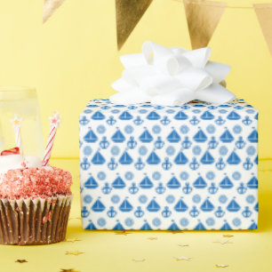 Cartoon Sail Boat Pattern Wrapping Paper