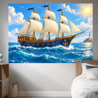 Cartoon Sailing Ship Ocean Adventure Nautical Phot Banner