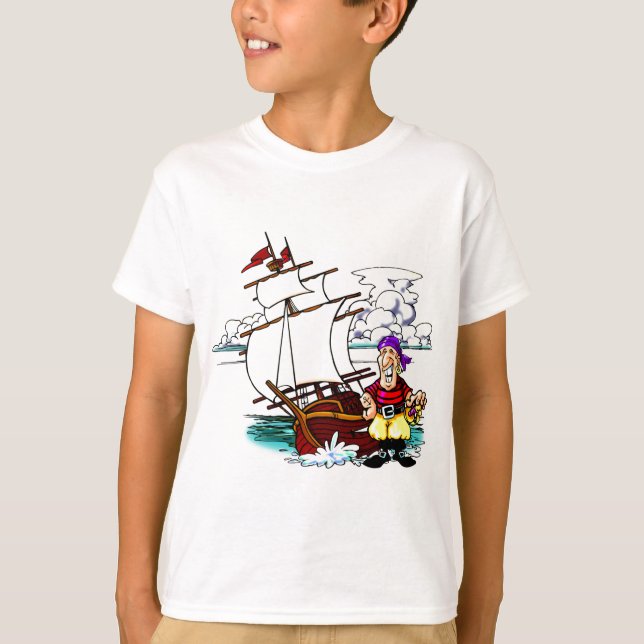 Cartoon Sailing Ship T-Shirt (Front)