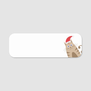 Cartoon santa cat name tag