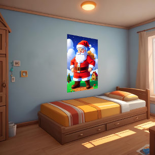 Cartoon Santa Claus AI Art Poster