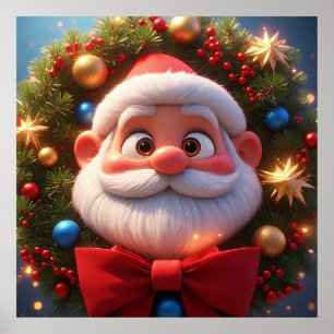 Cartoon Santa Claus Christmas Wall Decor Festive