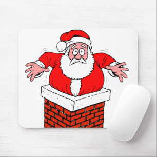 cartoon Santa Claus got stuck in the chimney Mouse Pad