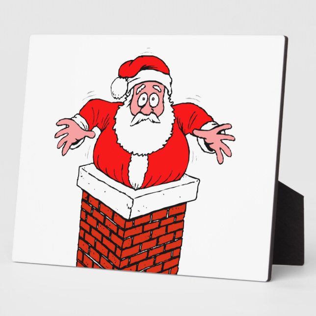 cartoon Santa Claus got stuck in the chimney Plaque (Side)