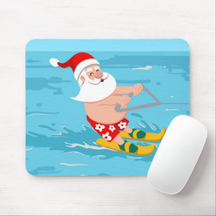 Cartoon Santa Claus water skiing Mouse Pad