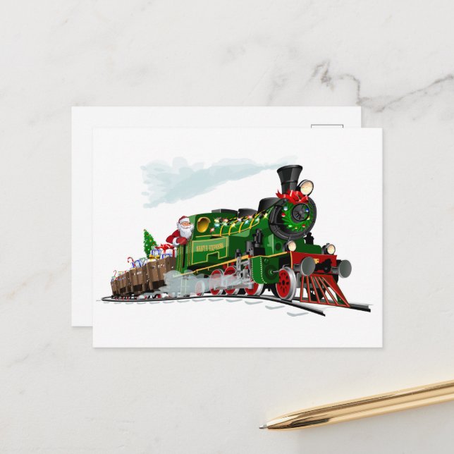 Cartoon Santa express Postcard (Front/Back In Situ)