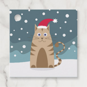 Cartoon santa kitten snow winter cat xmas favour tags