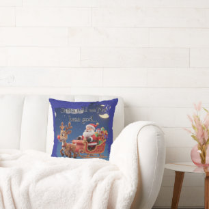 Cartoon Santa Sleigh Winter Throw Pillow