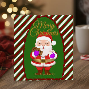 Cartoon Santa With Cookies Flat Holiday Card