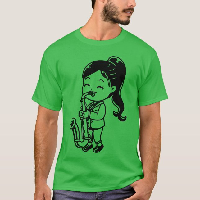 Cartoon Saophone Girl funny T-Shirt (Front)