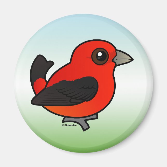Cartoon Scarlet Tanager Magnet (Front)