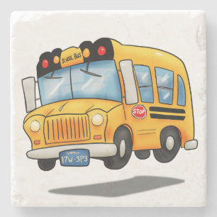 Cartoon School Bus Stone Coaster