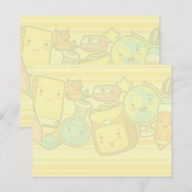 Cartoon School Supply Pattern Post-it Notes (Front/Back)