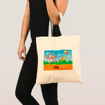 Cartoon Science Fiction Character Tote Bag<br><div class="desc">This design is a cartoon sciene fiction character. The character is like an alien and is being attacked by another. This cartoon science fiction character design looks great on this Tote Bag</div>