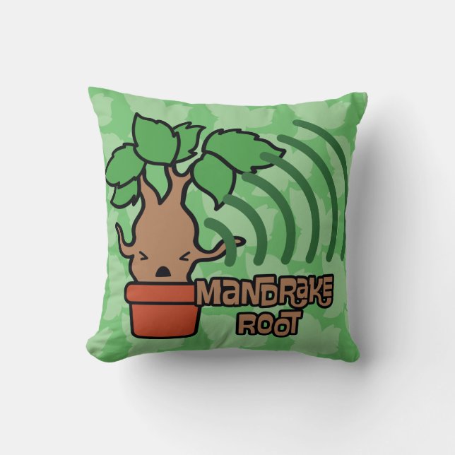 Cartoon Screaming Mandrake Character Art Cushion (Front)