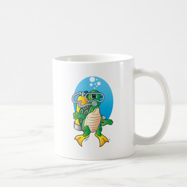 Cartoon Scuba Turtle Coffee Mug (Right)