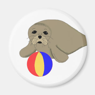 Cartoon Sea Lion Beach Ball Magnet