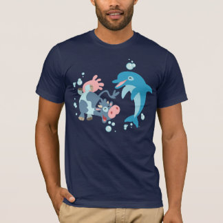 Cartoon Sea Mammals: Seacow and Dolphin T-shirt