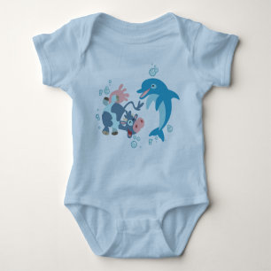 Cartoon Seacow and Dolphin baby apparel Baby Bodysuit