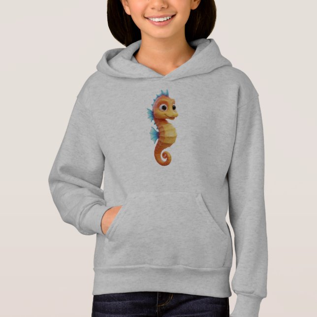 Cartoon Seahorse 3D – Shiny & Cute (Front)