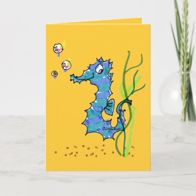 Cartoon Seahorse Cute Card (Front)