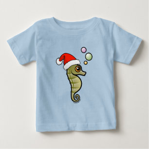 Cartoon Seahorse Santa Baby T-Shirt