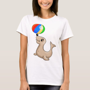 Cartoon Seal Playing with Ball T-Shirt