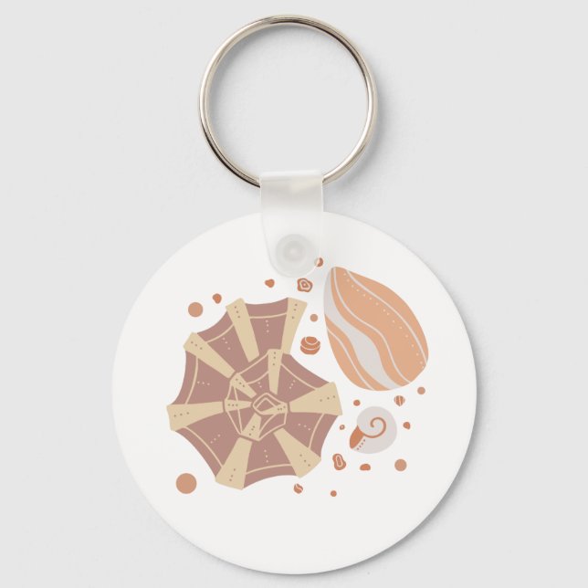 Cartoon seashell with doodle ornament   key ring (Front)