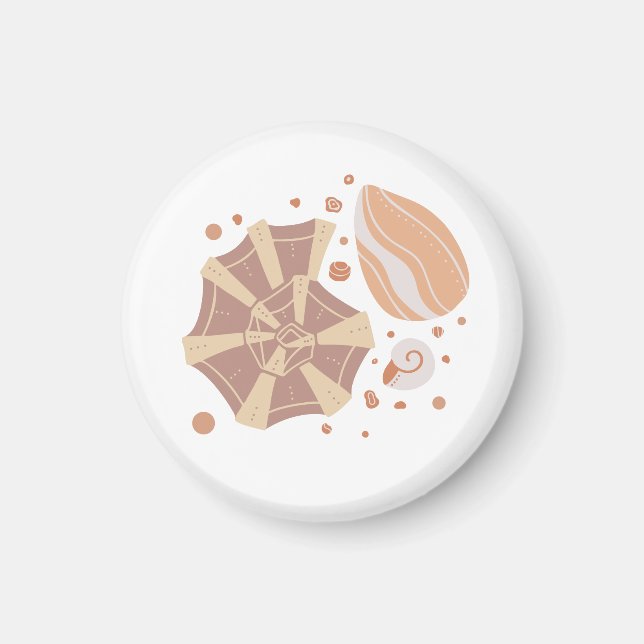 Cartoon seashell with doodle ornament magnet (Front)