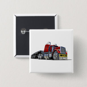 Cartoon semi truck 15 cm square badge