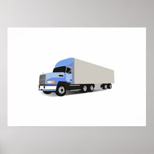 Cartoon Semi Truck Poster