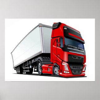 Cartoon semi truck poster