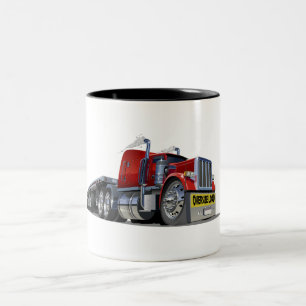 Cartoon semi truck Two-Tone coffee mug